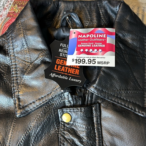 NWT: Men’s Napoline Leather Outfitters Genuine Leather jacket, size Large. NEW - Picture 12 of 14